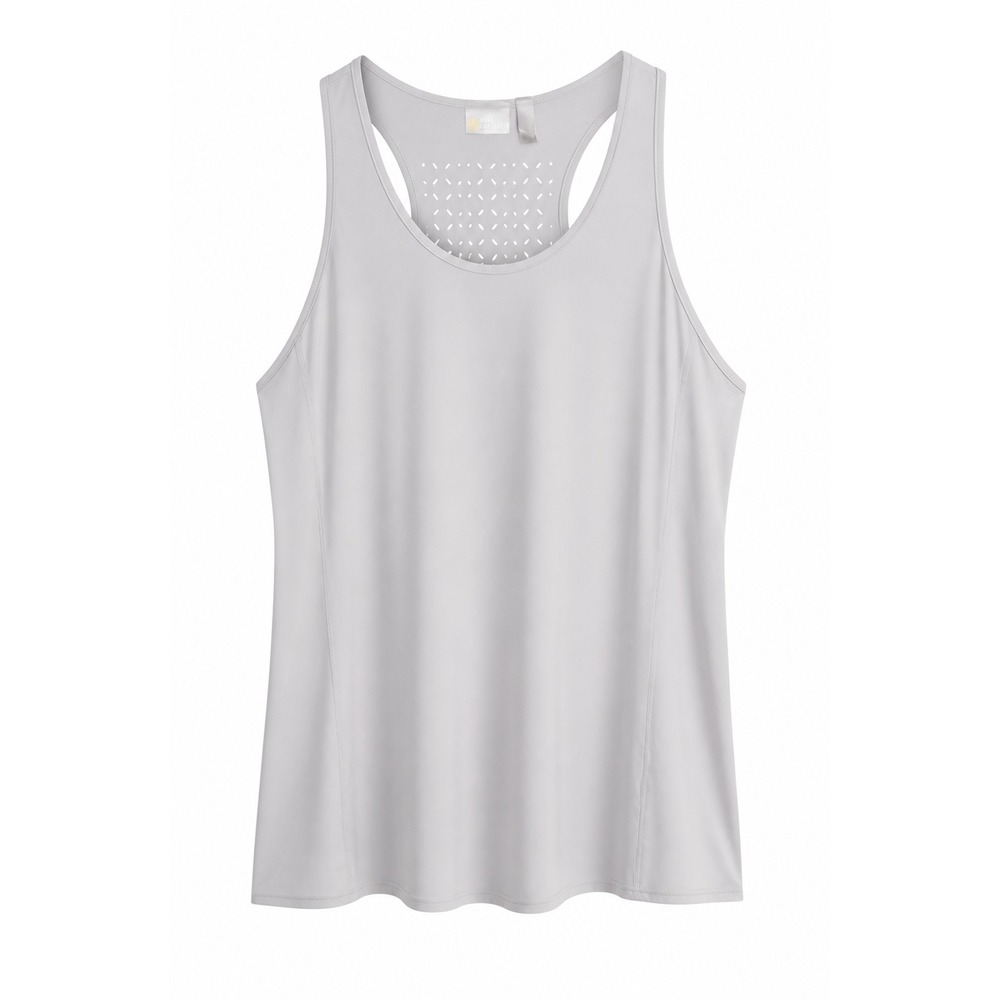 Zella Womens Plus Size 1X Light Gray Racerback Active Tank Top Perforated Back